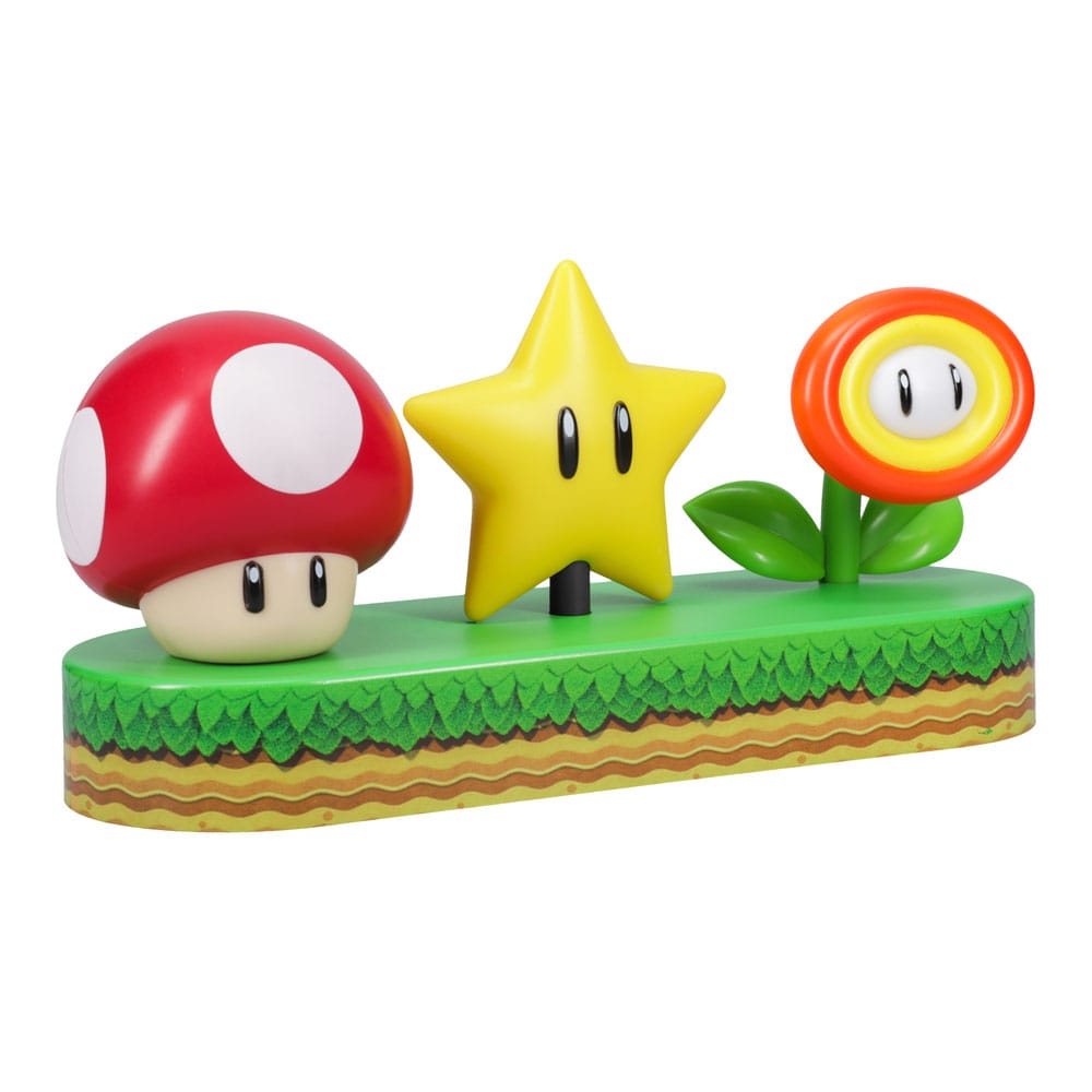 Lampe Super Mario Icons 30cm éteinte, montrant la texture et les couleurs des symboles