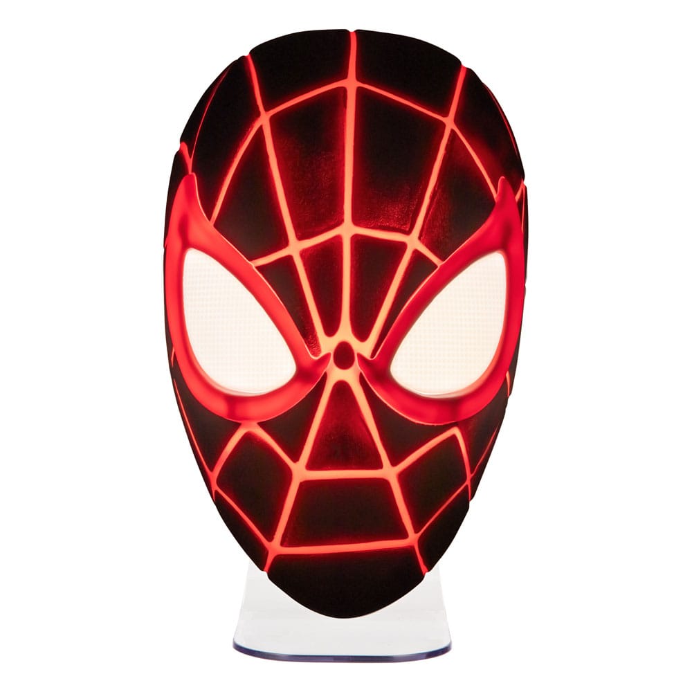 Lampe 3D LED Spider-Man Miles Morales Mask, vue de côté, montrant l'épaisseur