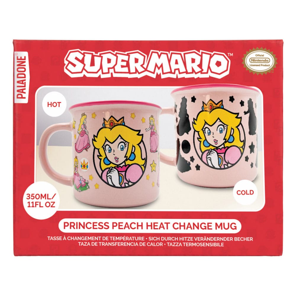 Mug thermique Super Mario Princesse Peach avec liquide chaud et décor révélé