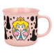 Mug Princesse Peach plein, montrant le design activé et la transformation du décor