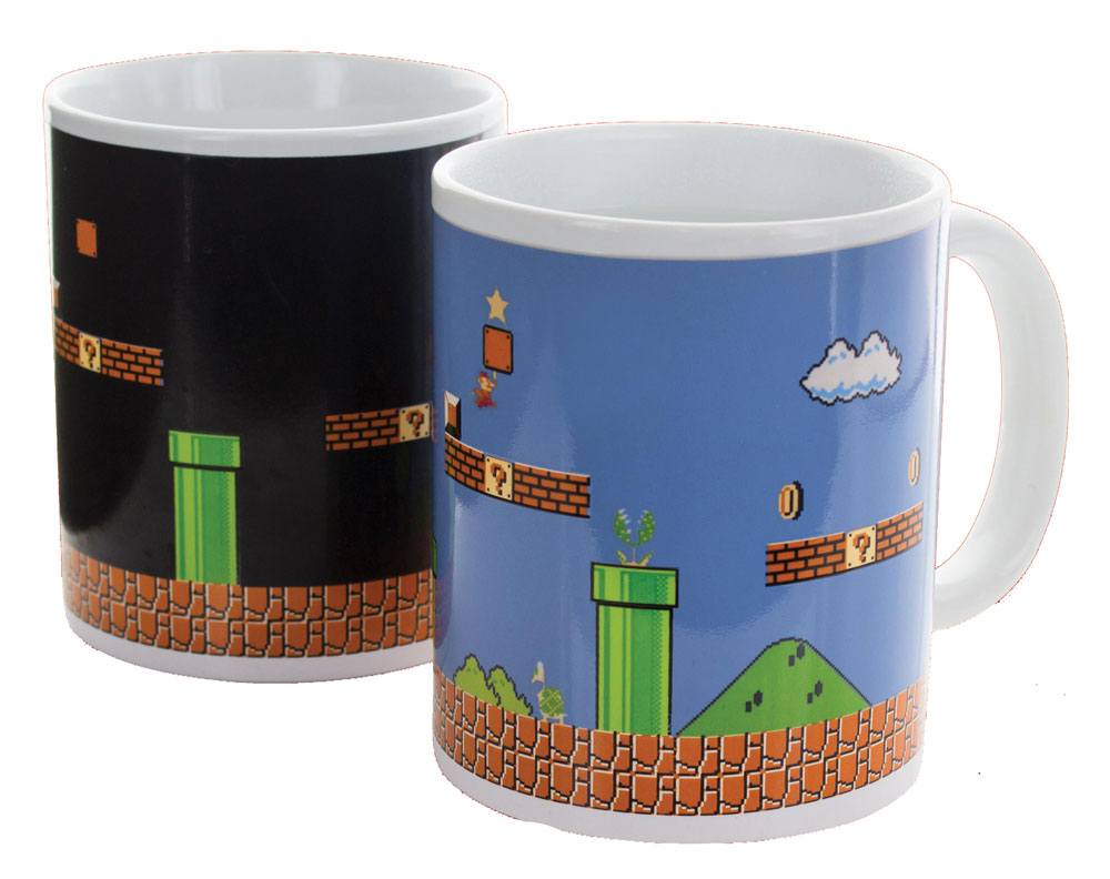 Mug Super Mario Bros. Level avant l'effet thermique, montrant le décor initial noir et blanc.