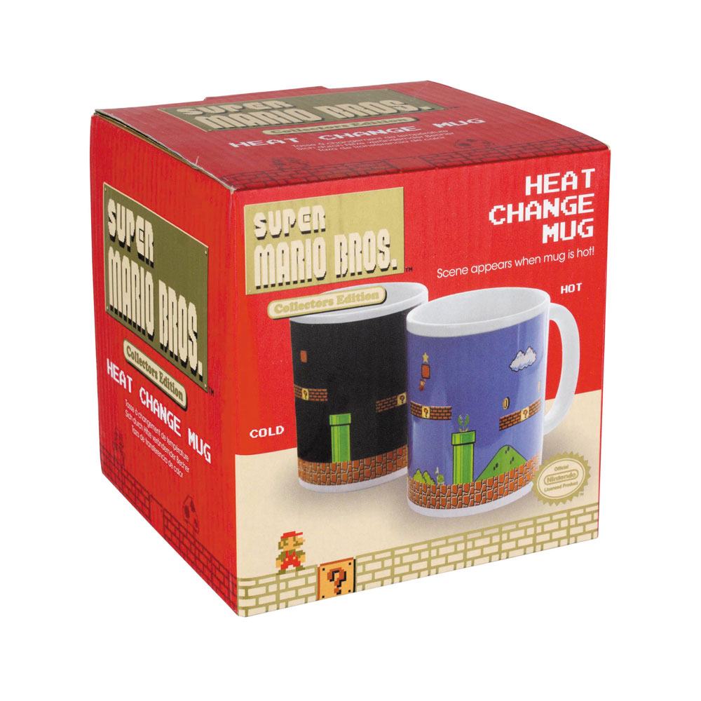 Mug Super Mario Bros. Level avec l'effet thermique activé, révélant les niveaux colorés du jeu.