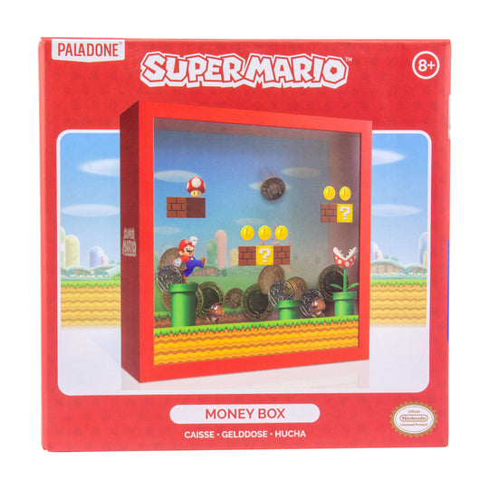 Tirelire Super Mario Arcade Paladone vue de face, design rétro