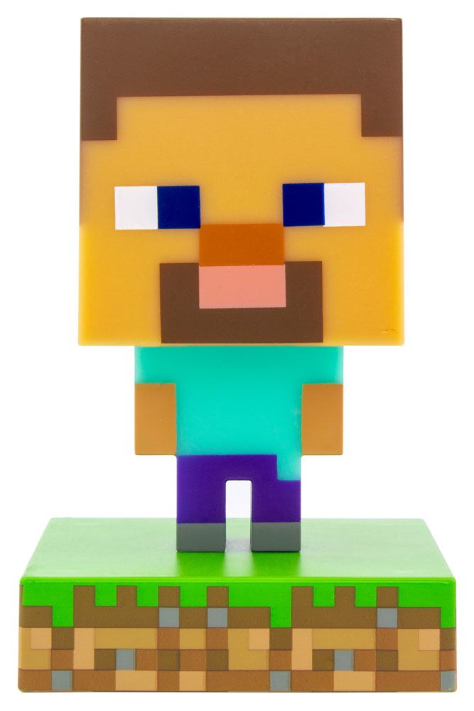 Veilleuse Minecraft 3D Icon Steve de face, allumée