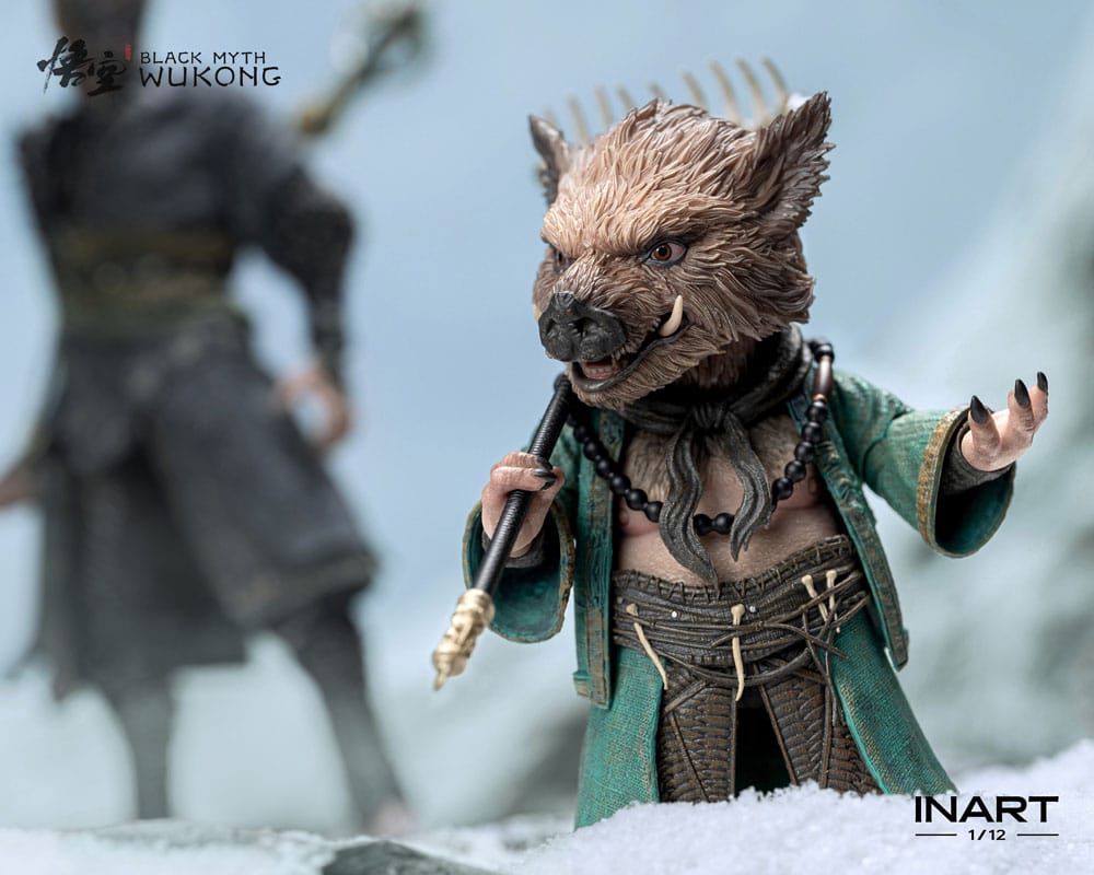 Gros plan sur les détails de l'armure de la figurine Zhu Bajie 15 cm