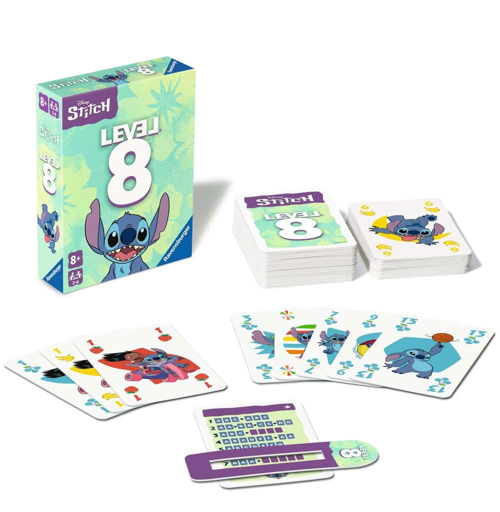 Cartes de jeu Disney Stitch Level 8 avec illustrations des personnages