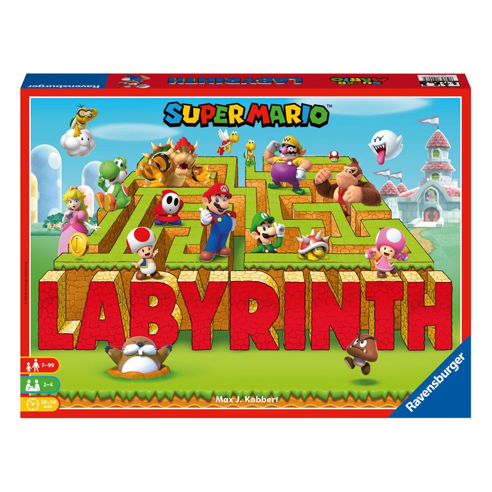 Boîte du jeu de plateau Super Mario Labyrinth Ravensburger avec Mario et Luigi