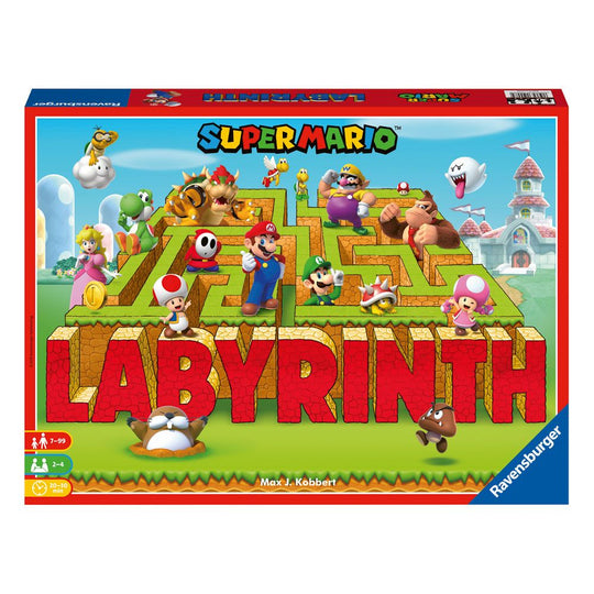 Boîte du jeu de plateau Super Mario Labyrinth Ravensburger avec Mario et Luigi