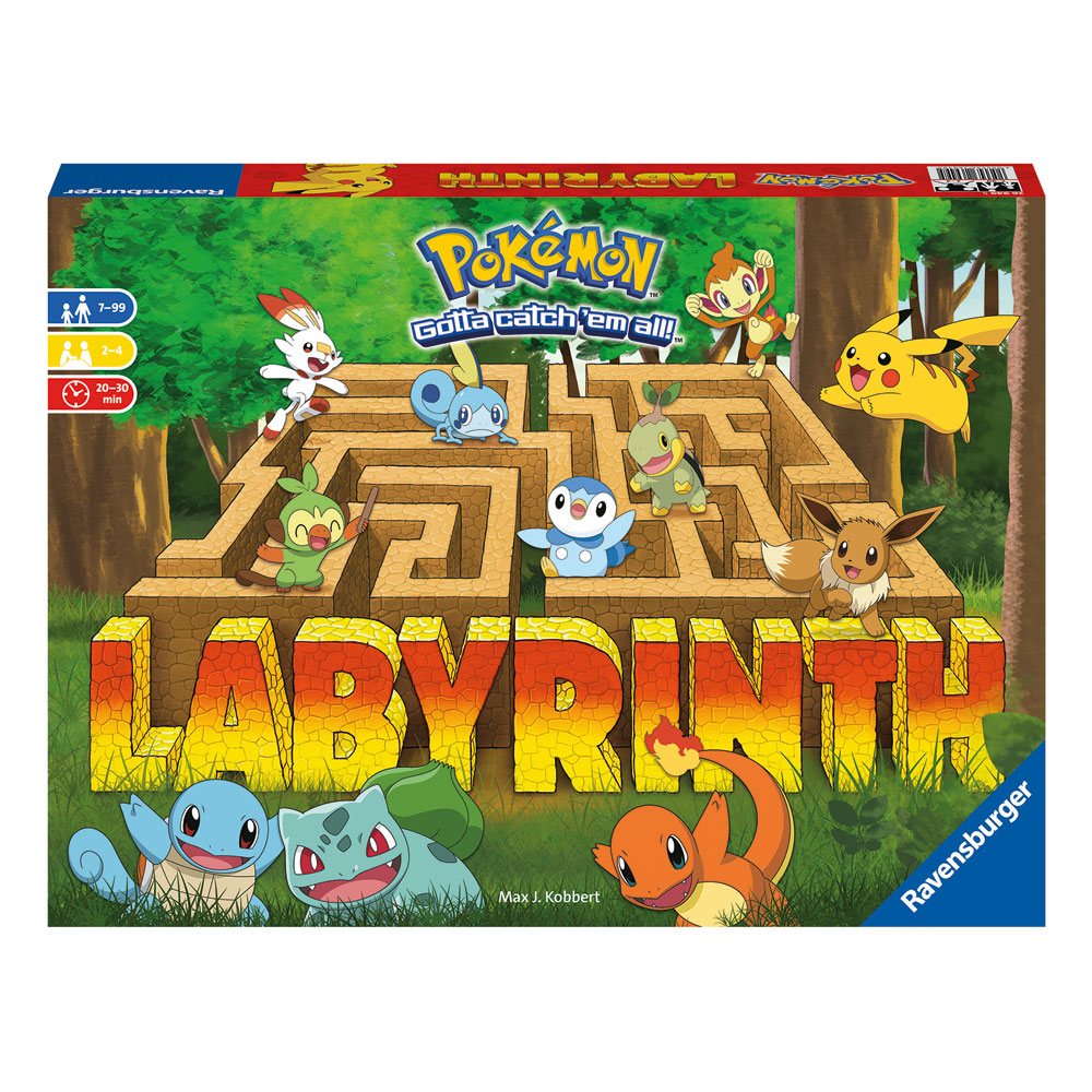 Boîte du jeu de plateau Pokémon Labyrinth de Ravensburger avec Pikachu et Évoli