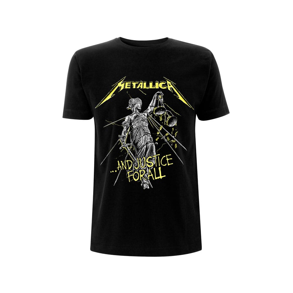 T-shirt Metallica 'And Justice For All' noir, vue de face avec le logo de l'album