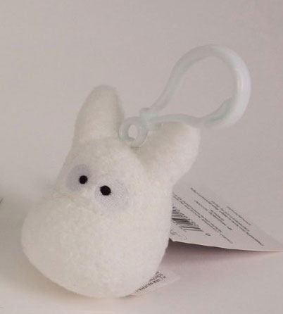 Porte-clés peluche Totoro blanc 6 cm de face, sous licence officielle Sun Arrow