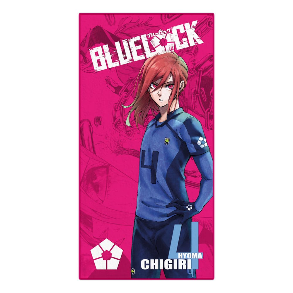 Serviette de bain Blue Lock Chigiri Hyoma officielle Sakami Merchandise en microfibre, dimensions 150x75 cm, montrant le personnage Chigiri en action.