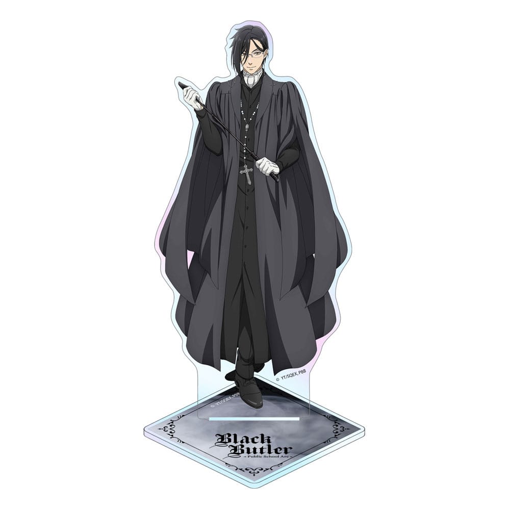 Figurine Black Butler Sebastian Holographique Acrylique 14 cm sur socle décor