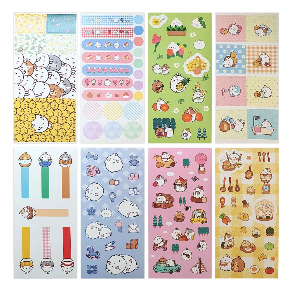Molang stickers Happy Days officiels - paquet de 8 feuilles