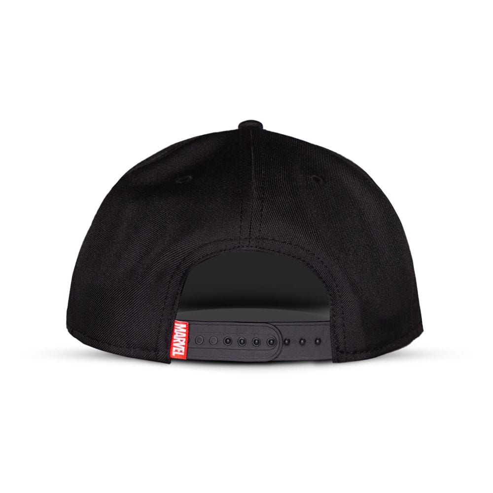 Détail du design Spider-Man sur la casquette Marvel en coton