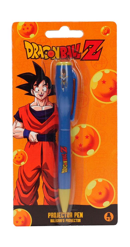 Stylo à bille projecteur Vegeta Dragon Ball Z de face, montrant le design et la fonction projecteur