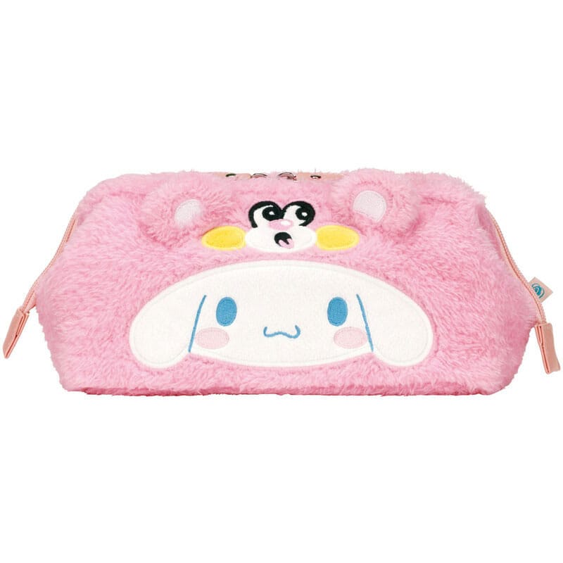 Trousse officielle Sanrio Cinnamoroll de la marque Skater, en polyester bleu et blanc, avec le personnage Cinnamoroll imprimé, vue de face.