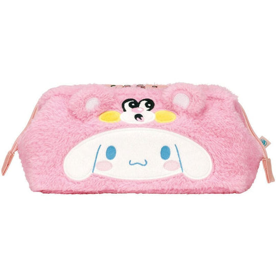 Trousse officielle Sanrio Cinnamoroll de la marque Skater, en polyester bleu et blanc, avec le personnage Cinnamoroll imprimé, vue de face.