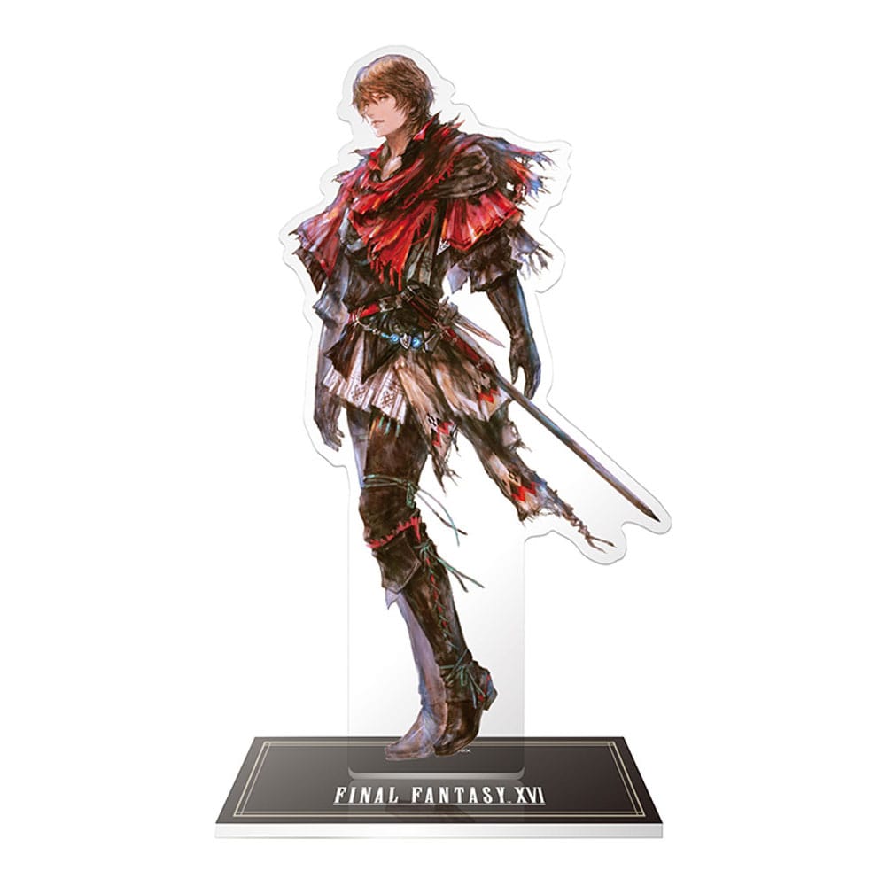 Figurine acrylique Joshua Rosfield Final Fantasy XVI 17 cm par Square-Enix, vue de face sur un bureau.