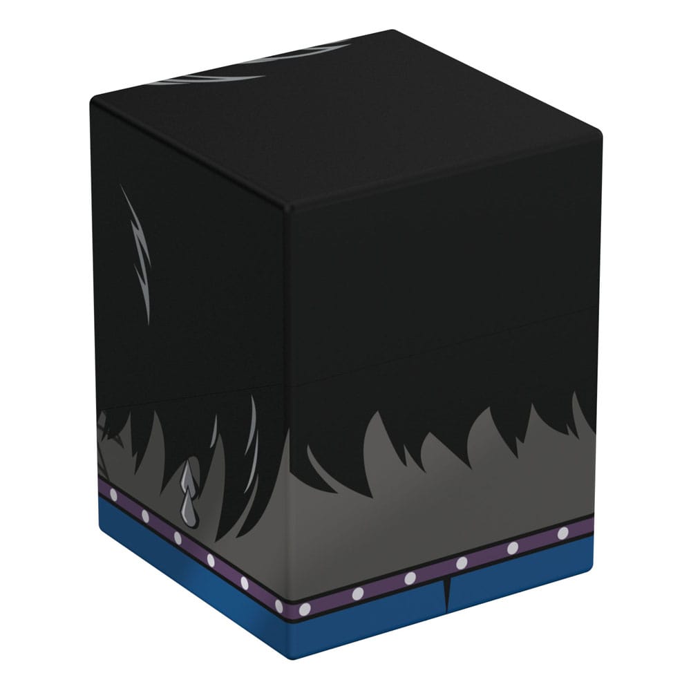 Squaroe Lobo DC Justice League - Deck box avec des cartes double-sleeved à l'intérieur, illustrant la capacité de 100 cartes.