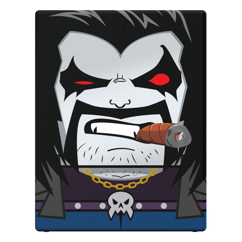 Squaroe DC Justice League - Vue de la deck box Lobo dans un environnement de jeu de TCG.