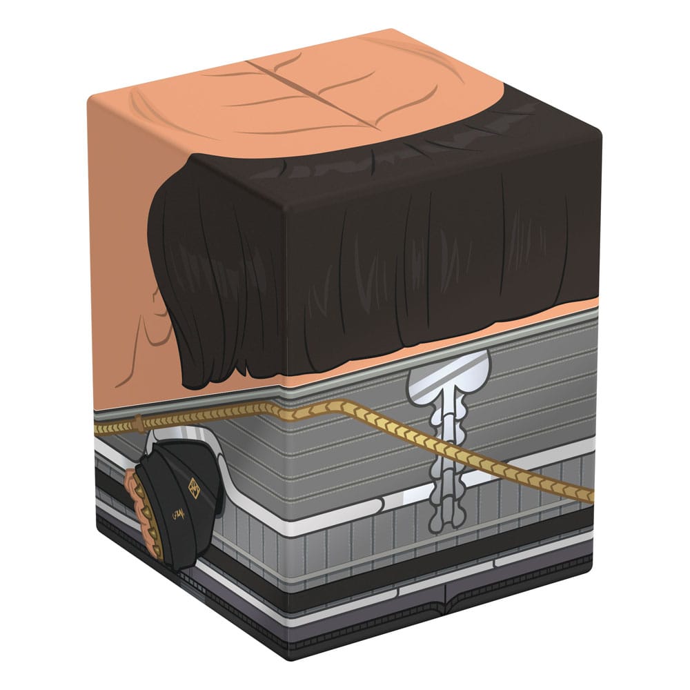 Squaroes Klingon ST017 à côté d'un deck de cartes TCG, illustrant son utilisation