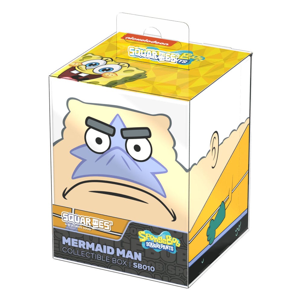 Squaroe Mermaid Man à côté d'un Collectors Case Squaroes