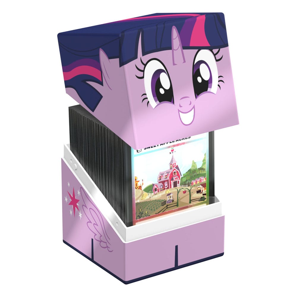 Squaroe MLP Twilight Sparkle fermé, posé à côté d'autres accessoires de jeu
