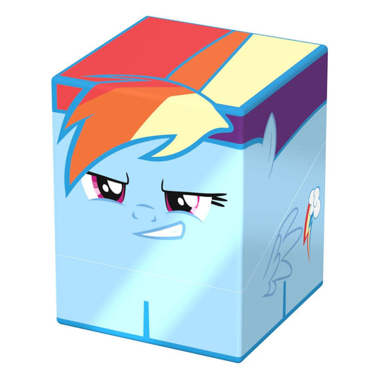 Deck box Squaroe Rainbow Dash ouverte avec des cartes TCG