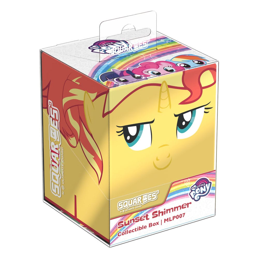 Gros plan sur le logo Squaroes et le motif Sunset Shimmer