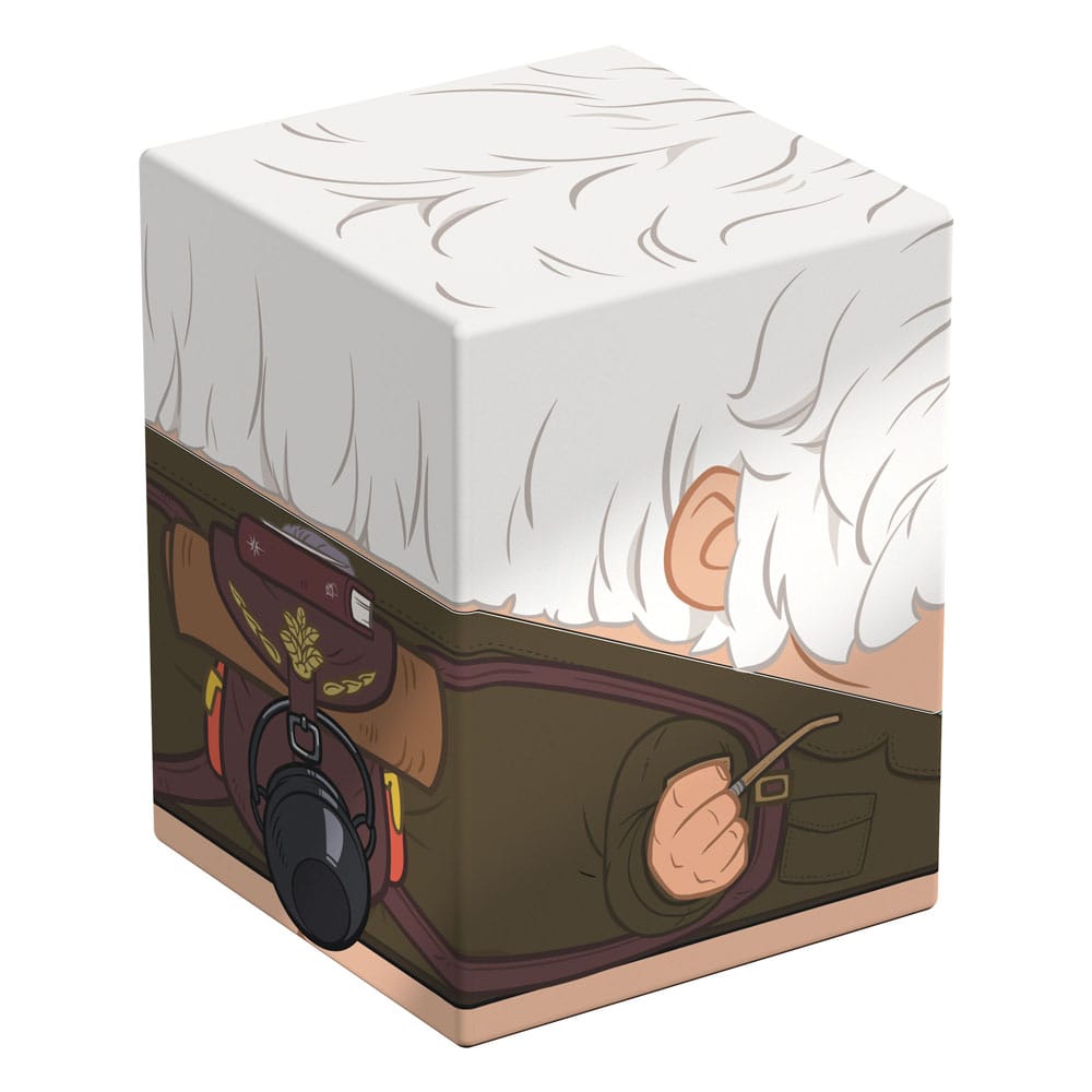 Gros plan sur l'illustration de Bilbo Baggins sur la deck box Squaroes