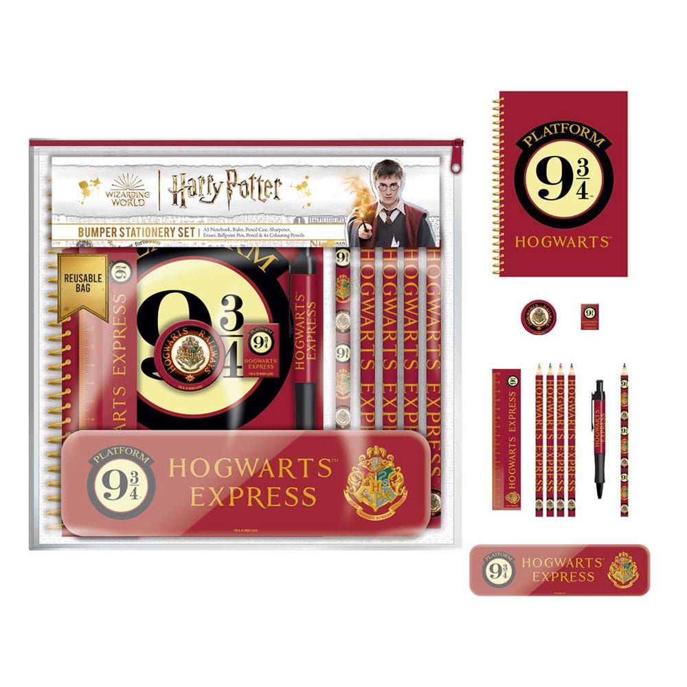 Set papeterie Harry Potter officiel 11 pièces Voie 9¾ avec carnet, crayons, règle et accessoires