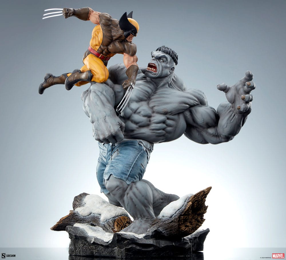 Détail des griffes de Wolverine et de l'impact sur le socle