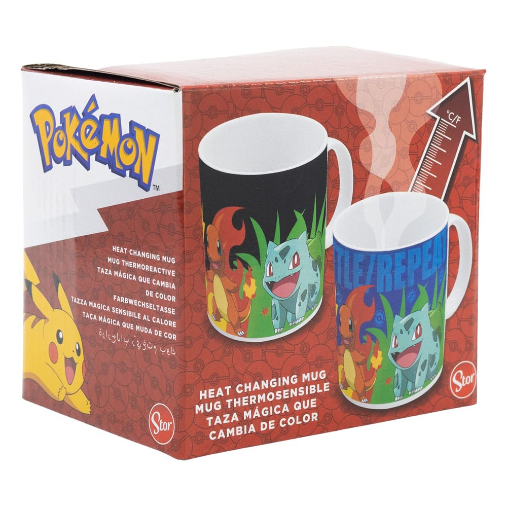 Gros plan sur le décor activé du mug Pokémon Pokéverse, montrant des détails des personnages et de l'univers.