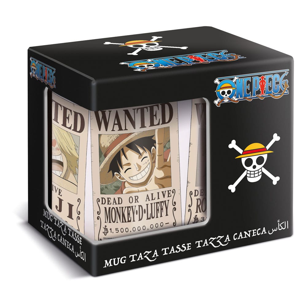 Mug One Piece Wanted officiel 325 ml par Stor, affichant l'avis de recherche de Monkey D. Luffy