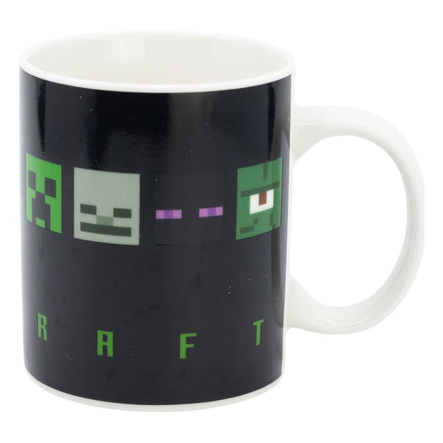 Mug Minecraft effet thermique Stor, vue de face avec le motif initial avant activation.