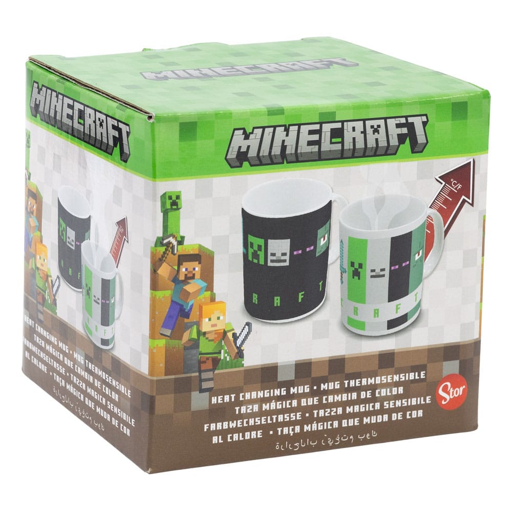 Mug Minecraft effet thermique en céramique, montrant le changement de couleur avec un liquide chaud.