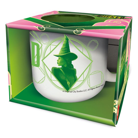 Mug Wicked Elphaba et Glinda officiel Stor de 414 ml, vue de face avec les personnages