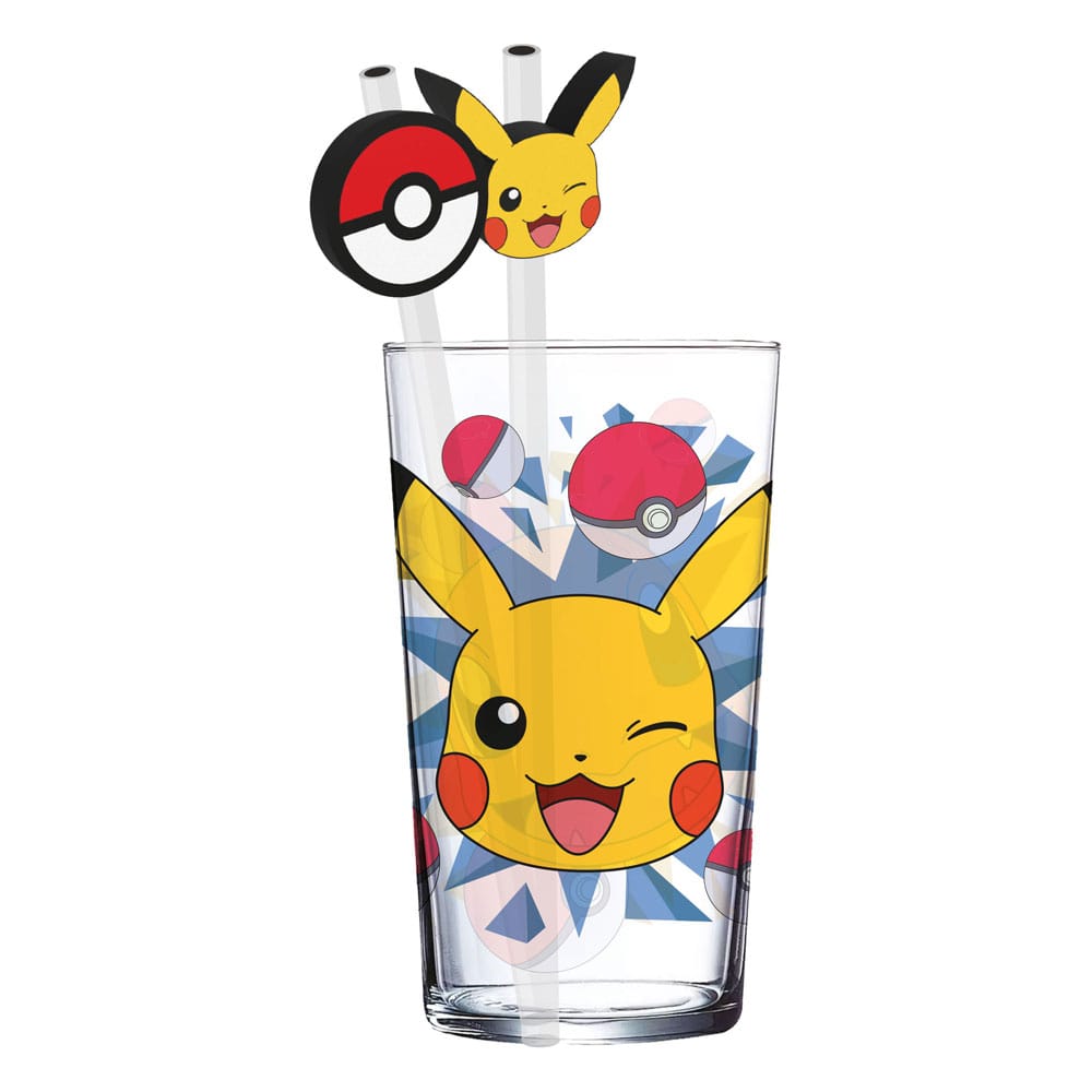 Verre tumbler Pokémon Pikachu 485ml avec pailles métal réutilisables