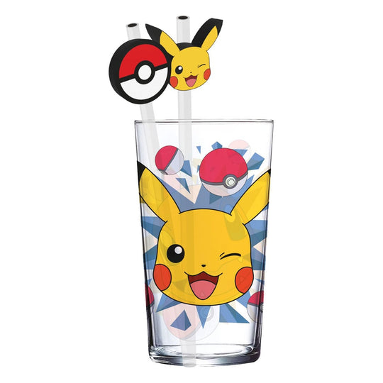 Verre tumbler Pokémon Pikachu 485ml avec pailles métal réutilisables