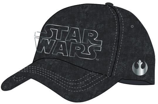 Casquette Star Wars hip hop noire avec logo argenté, vue de face