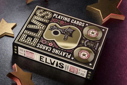Cartes à jouer Elvis Theory11 étalées, montrant les illustrations personnalisées