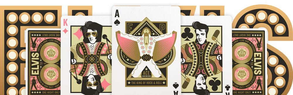 Jeu de cartes Elvis Theory11 en main, prêt pour le poker ou la magie