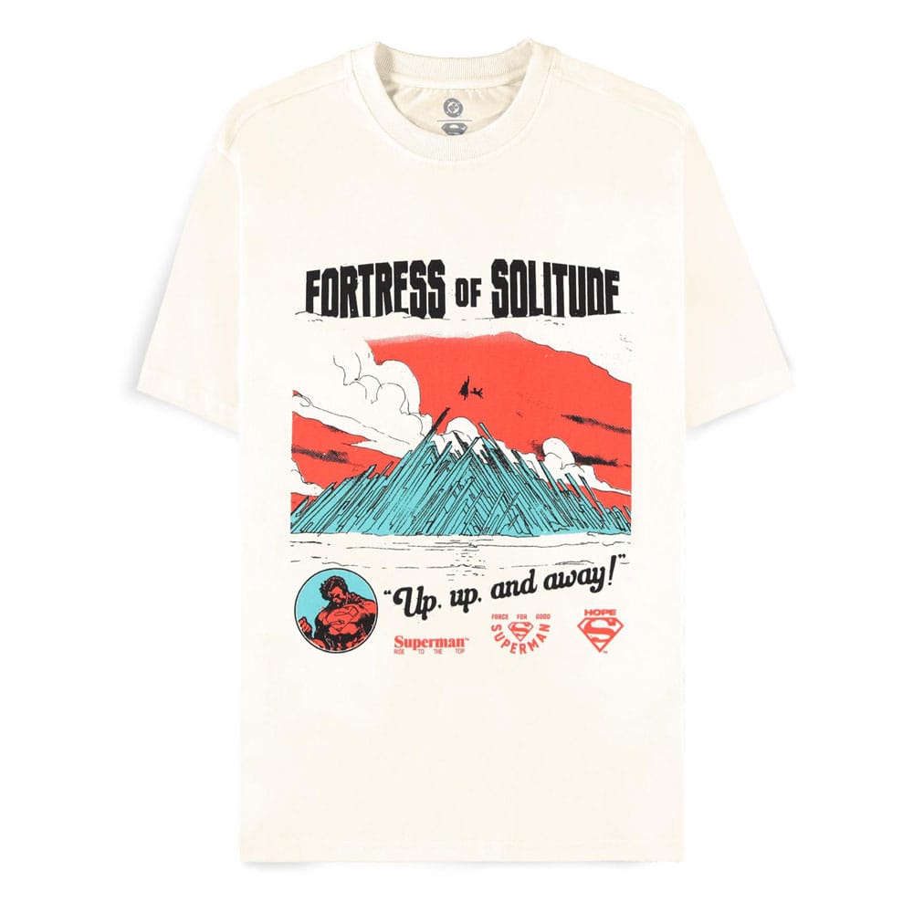 T-shirt Superman Fortress officiel DC Comics Difuzed, vue de face avec logo et design de la Forteresse de la Solitude