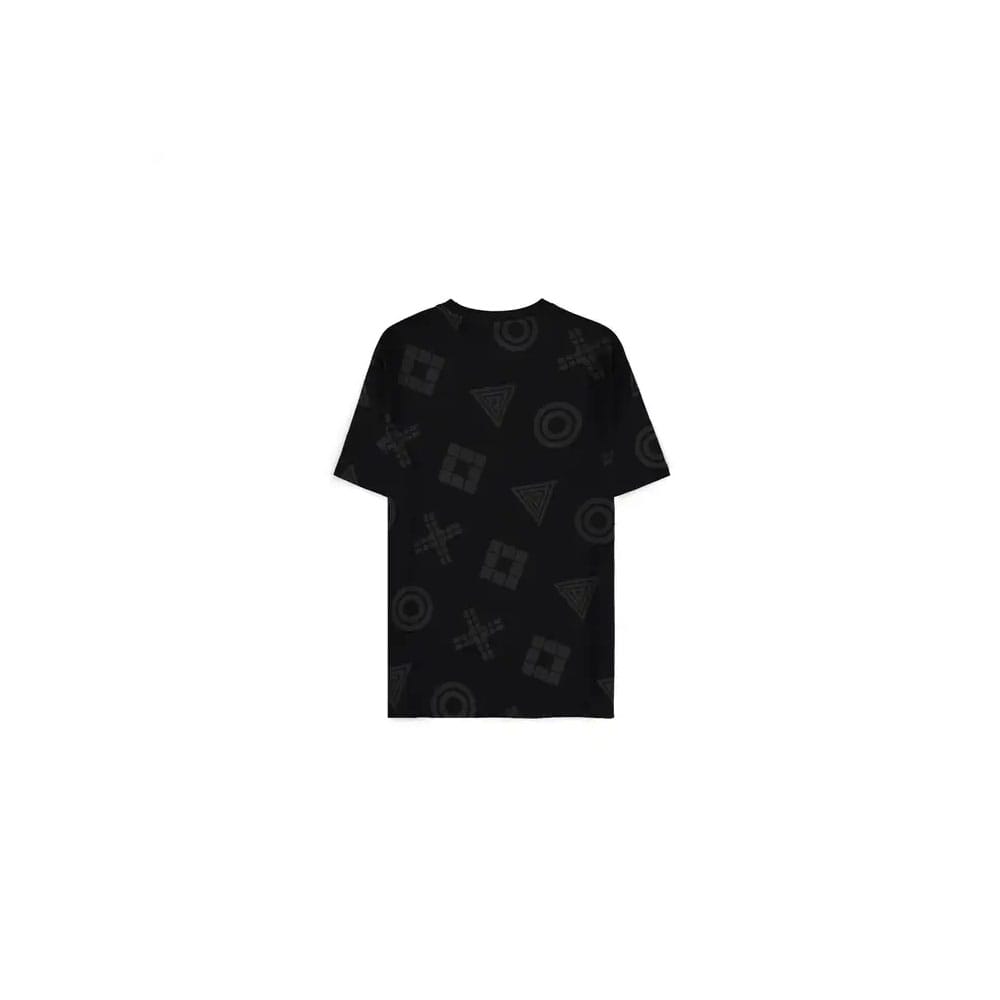 Gros plan sur le motif logo PlayStation du T-shirt Difuzed