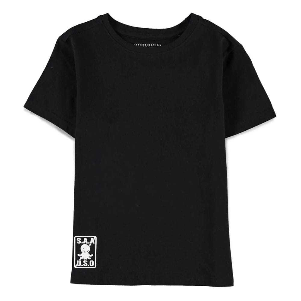 Détail du T-shirt Koro Sensei Face Erreur avec logo SAUSO sur fond violet