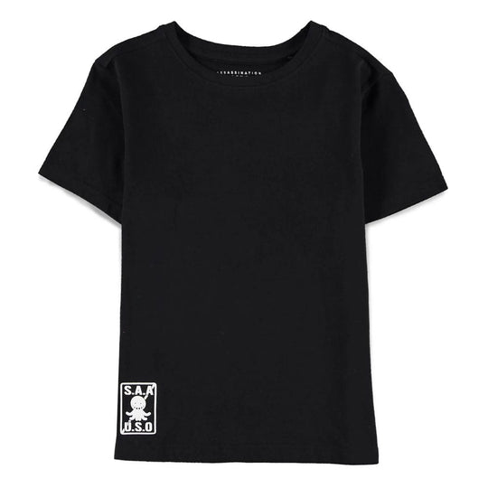 Détail du T-shirt Koro Sensei Face Erreur avec logo SAUSO sur fond violet