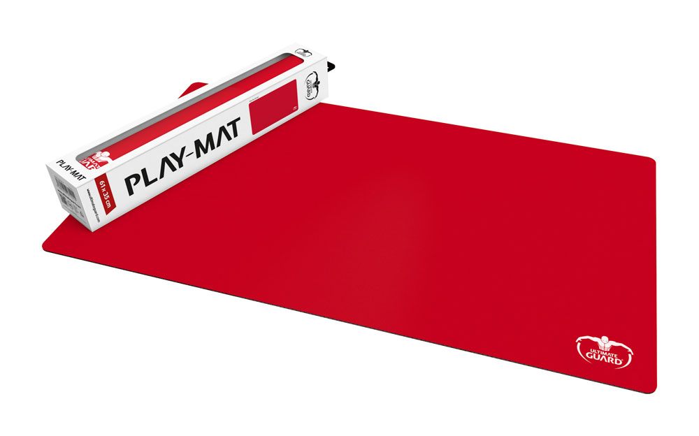 Tapis de jeu Ultimate Guard Monochrome Rouge enroulé, montrant sa souplesse