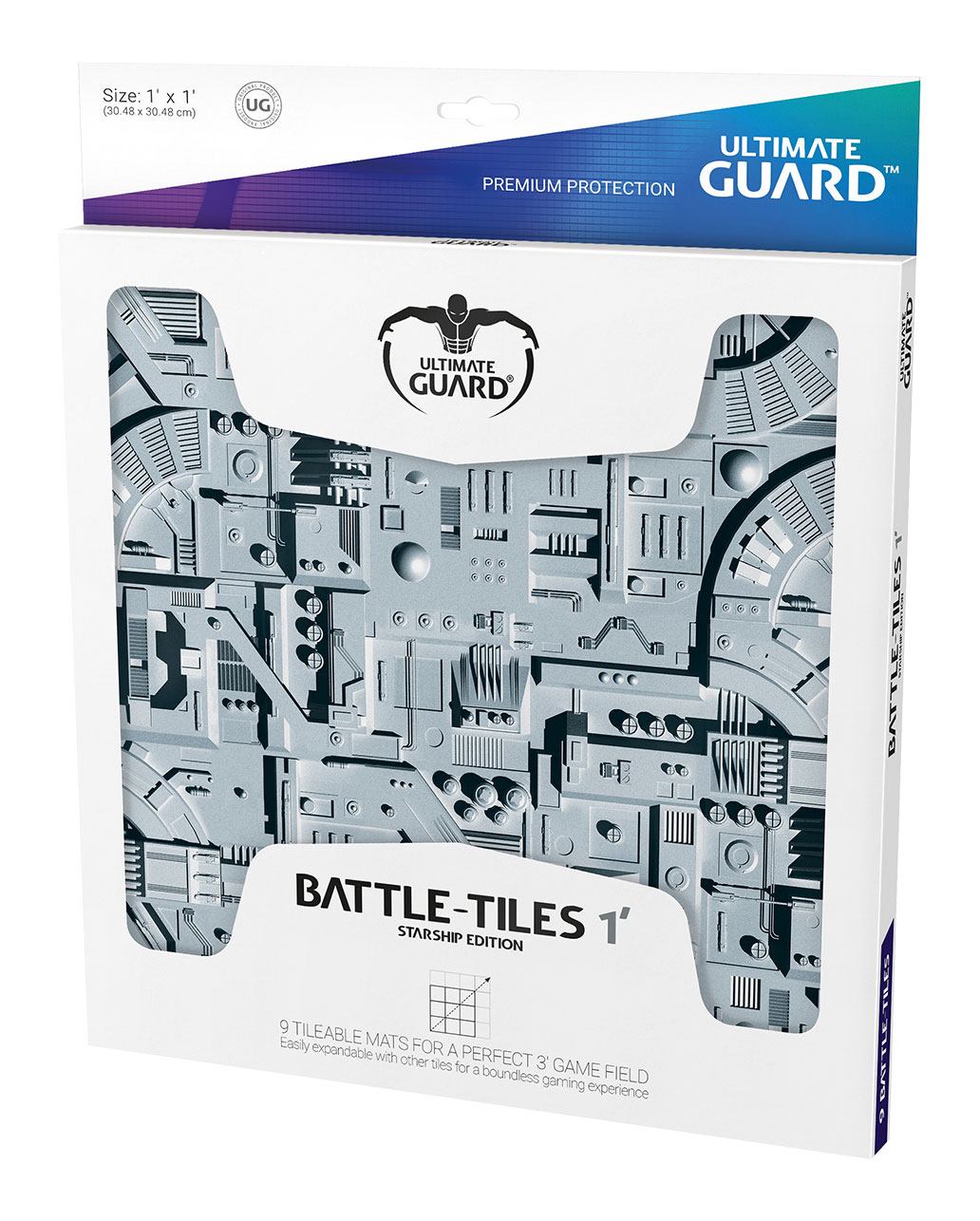 Exemple de terrain de jeu créé avec les Battle-Tiles Starship, avec figurines ou cartes