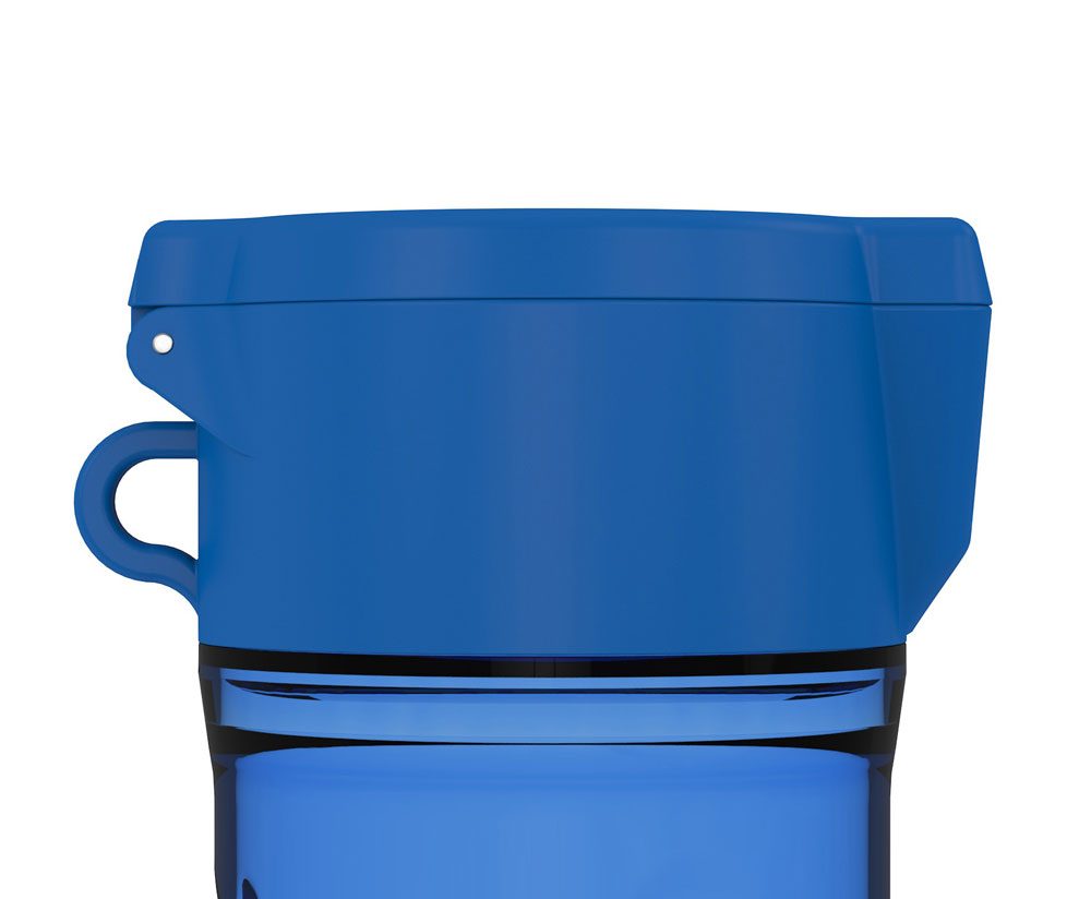 MatPod Bleu résistant à l'eau, attaché à un sac avec un mousqueton